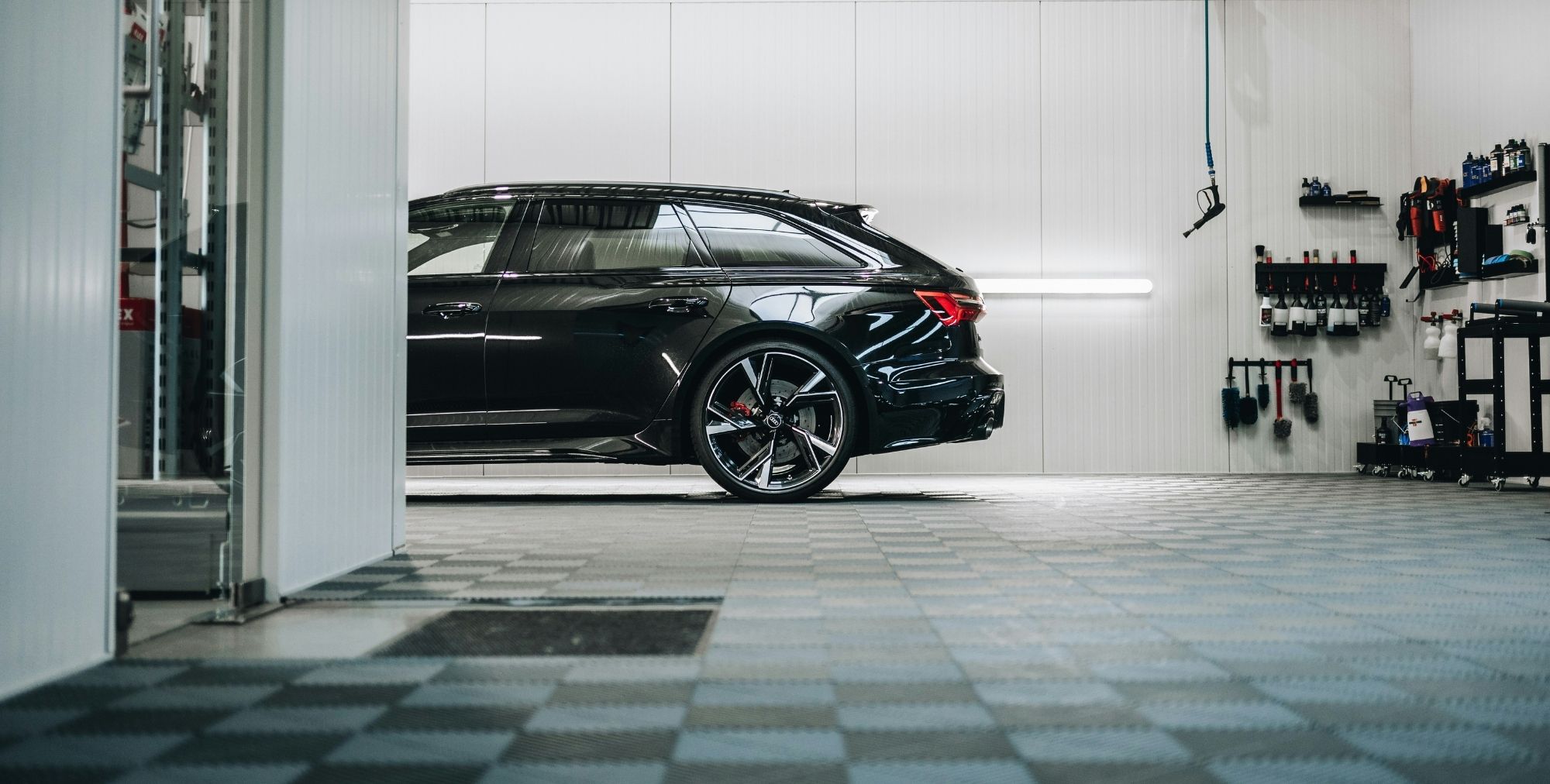 black car being detailed