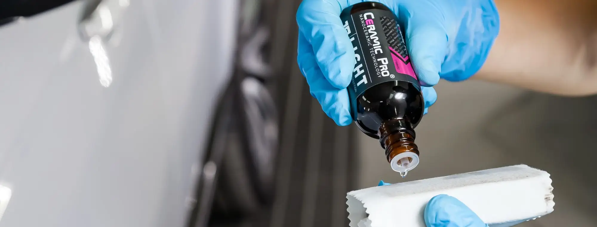 applying ceramic coat to car
